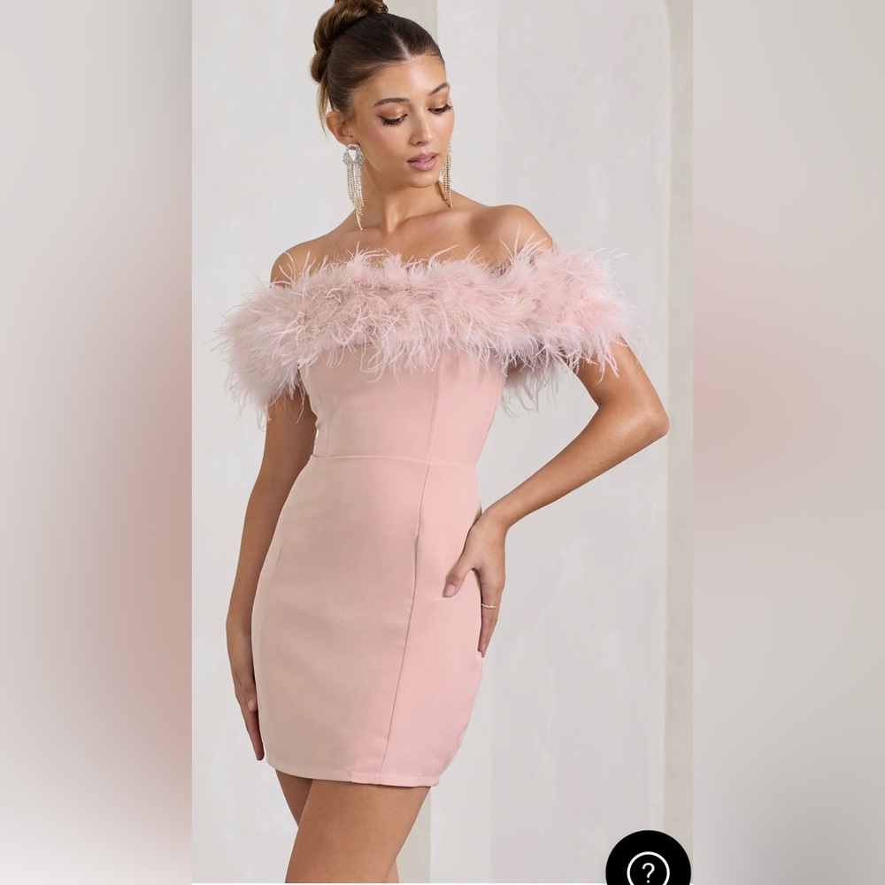 Pink weather off shoulder mini dress